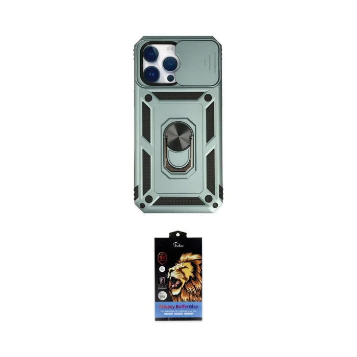 ieg™ iPhone 14 Pro Max Kılıf Ahenk Klasik - Siyah Buffer Hayalet Cam Ekran Koruyucu