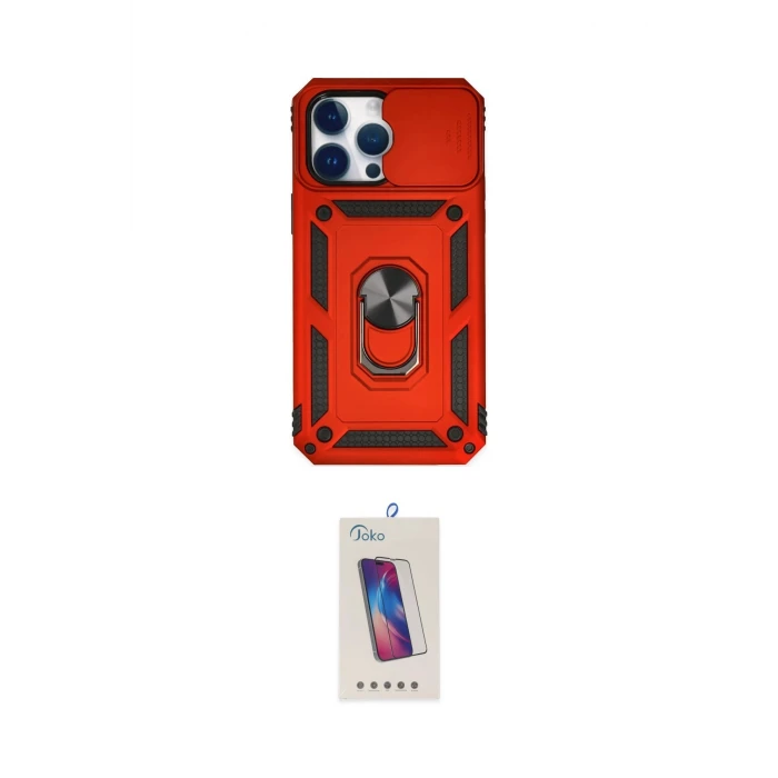 ieg™ iPhone 14 Pro Max Kılıf Ahenk Klasik - Siyah Joko 5D Cam