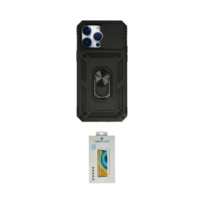 ieg™ iPhone 14 Pro Max Kılıf Ahenk Klasik - Siyah Polymer Nano Ekran Koruyucu