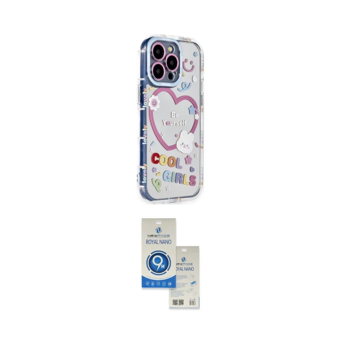 ieg™ iPhone 14 Pro Max Kılıf Ahenk Modern Serisi - Şeffaf Royal Nano Ekran Koruyucu