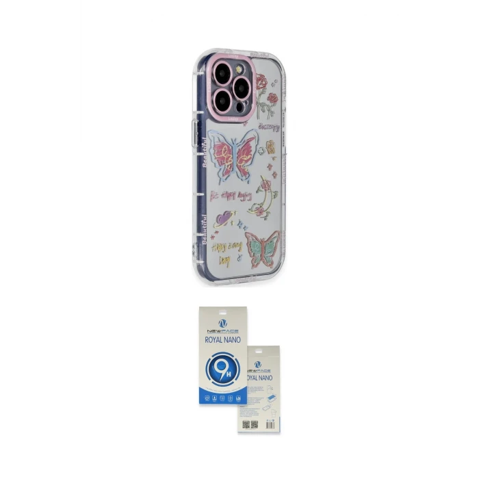 ieg™ iPhone 14 Pro Max Kılıf Ahenk Modern Serisi - Şeffaf Royal Nano Ekran Koruyucu