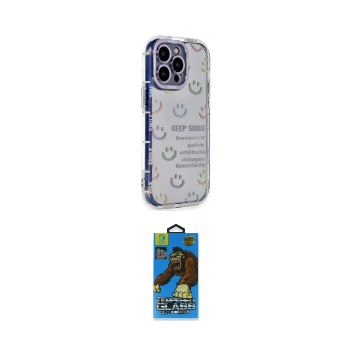 ieg™ iPhone 14 Pro Max Kılıf Ahenk Modern Serisi - Siyah 18D Cam Ekran Koruyucu