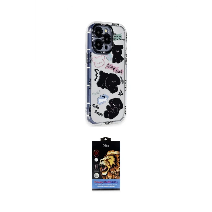ieg™ iPhone 14 Pro Max Kılıf Ahenk Modern Serisi - Siyah Buffer Hayalet Cam Ekran Koruyucu