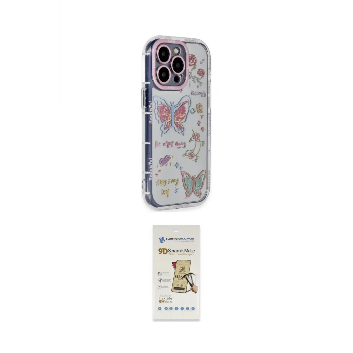 ieg™ iPhone 14 Pro Max Kılıf Ahenk Modern Serisi - Siyah Mat Seramik Nano Ekran Koruyucu