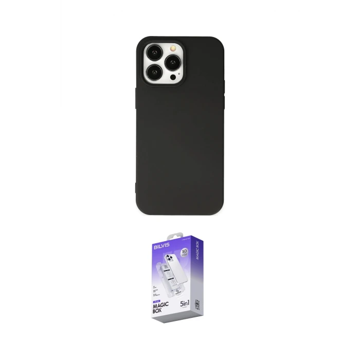 ieg™ iPhone 14 Pro Max Kılıf Ahenk Serisi - Siyah Bilvis 5in1 3D Magic Cam Ekran Koruyucu