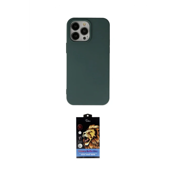 ieg™ iPhone 14 Pro Max Kılıf Ahenk Serisi - Siyah Buffer Hayalet Cam Ekran Koruyucu