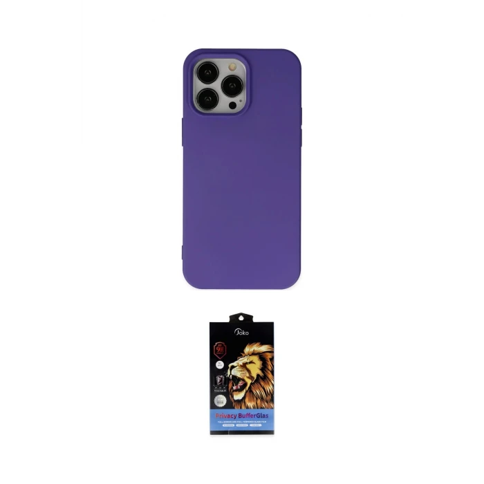 ieg™ iPhone 14 Pro Max Kılıf Ahenk Serisi - Siyah Buffer Hayalet Cam Ekran Koruyucu