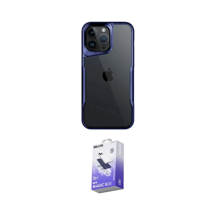 ieg™ iPhone 14 Pro Max Kılıf Akış Çizgi Koleksiyonu - Siyah Bilvis 5in1 5D Magic Hayalet Cam Ekran Koruyucu