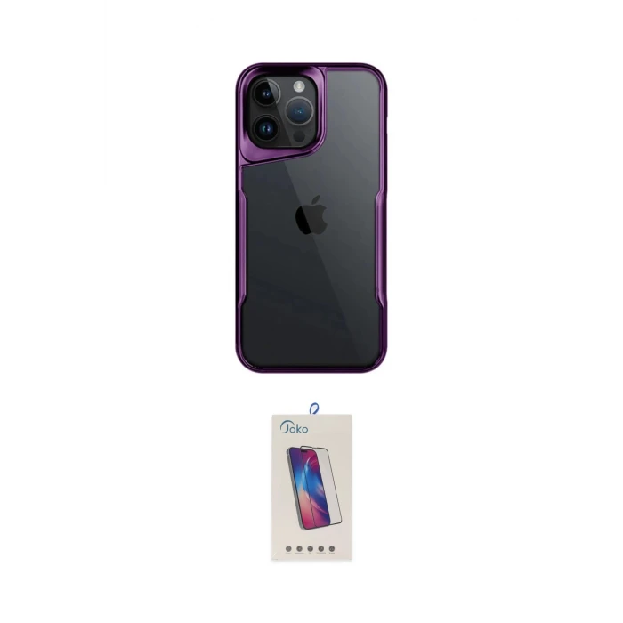 ieg™ iPhone 14 Pro Max Kılıf Akış Çizgi Koleksiyonu - Siyah Joko 5D Cam