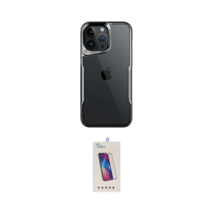 ieg™ iPhone 14 Pro Max Kılıf Akış Çizgi Koleksiyonu - Siyah Joko 5D Cam