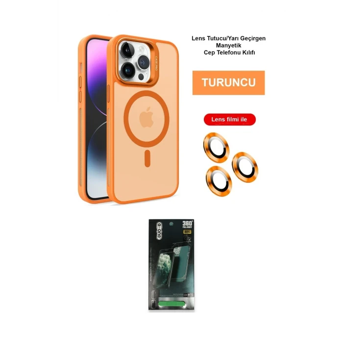 ieg™ iPhone 14 Pro Max Kılıf Akış Form - Şeffaf 360 Full Body Arka Koruyucu