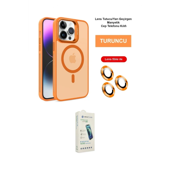 ieg™ iPhone 14 Pro Max Kılıf Akış Form - Şeffaf Pasifik Cam Ekran Koruyucu