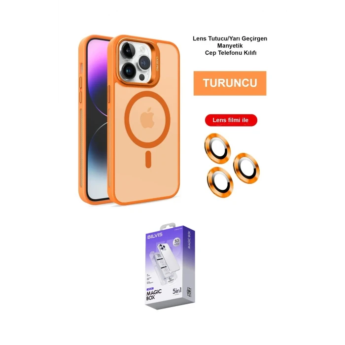 ieg™ iPhone 14 Pro Max Kılıf Akış Form - Siyah Bilvis 5in1 3D Magic Cam Ekran Koruyucu