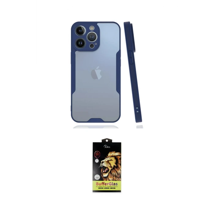 ieg™ iPhone 14 Pro Max Kılıf Atlas Asil Serisi - Siyah Buffer Cam Ekran Koruyucu