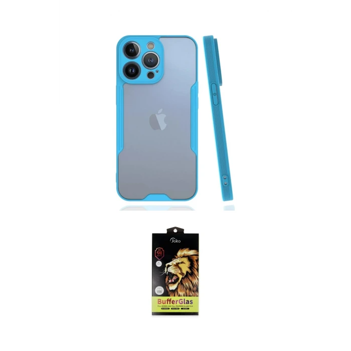 ieg™ iPhone 14 Pro Max Kılıf Atlas Asil Serisi - Siyah Buffer Cam Ekran Koruyucu