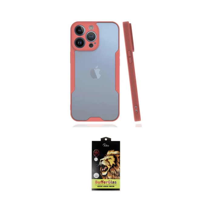 ieg™ iPhone 14 Pro Max Kılıf Atlas Asil Serisi - Siyah Buffer Cam Ekran Koruyucu