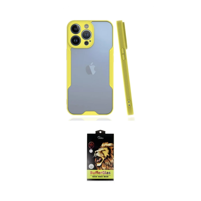ieg™ iPhone 14 Pro Max Kılıf Atlas Asil Serisi - Siyah Buffer Cam Ekran Koruyucu