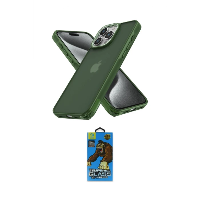 ieg™ iPhone 14 Pro Max Kılıf Atlas Form - Siyah 18D Cam Ekran Koruyucu