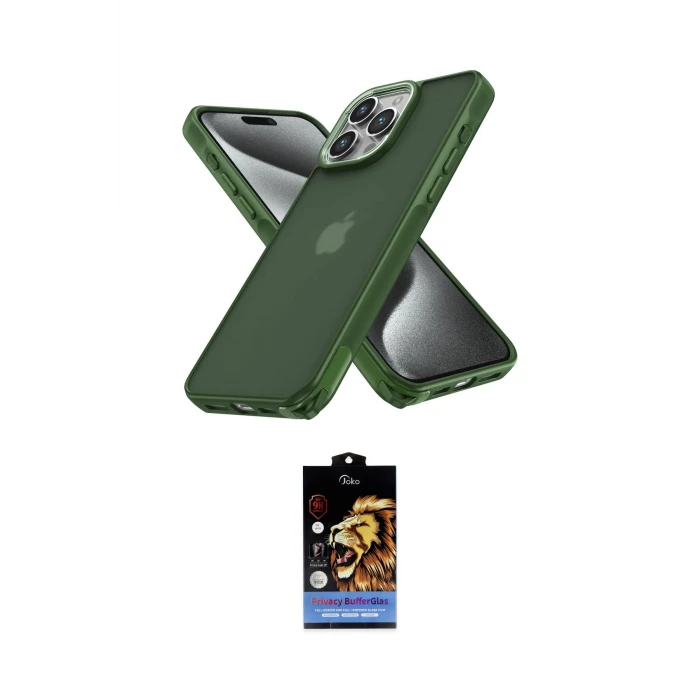 ieg™ iPhone 14 Pro Max Kılıf Atlas Form - Siyah Buffer Hayalet Cam Ekran Koruyucu