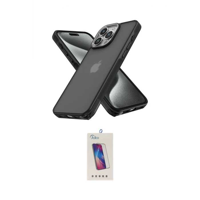 ieg™ iPhone 14 Pro Max Kılıf Atlas Form - Siyah Joko 5D Cam