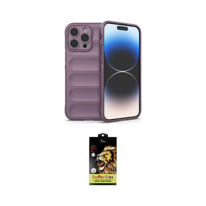 ieg™ iPhone 14 Pro Max Kılıf Atlas Koleksiyonu - Siyah Buffer Cam Ekran Koruyucu