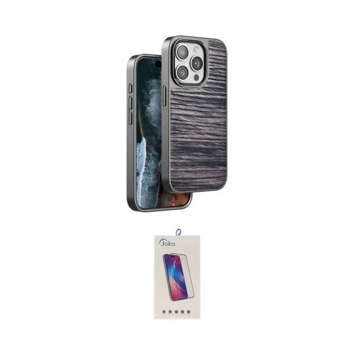 ieg™ iPhone 14 Pro Max Kılıf Atlas Minimal Özel Seri - Siyah Joko 5D Cam