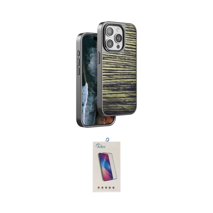 ieg™ iPhone 14 Pro Max Kılıf Atlas Minimal Özel Seri - Siyah Joko 5D Cam