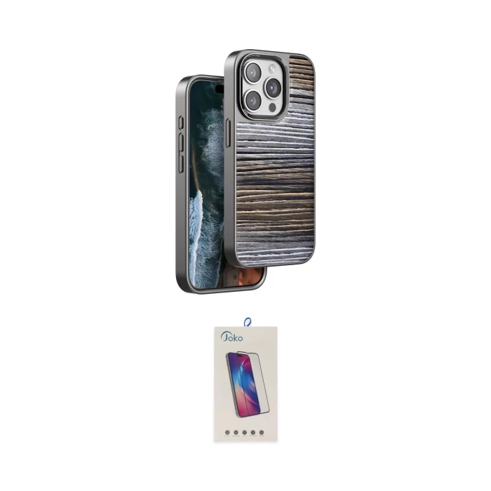 ieg™ iPhone 14 Pro Max Kılıf Atlas Minimal Özel Seri - Siyah Joko 5D Cam