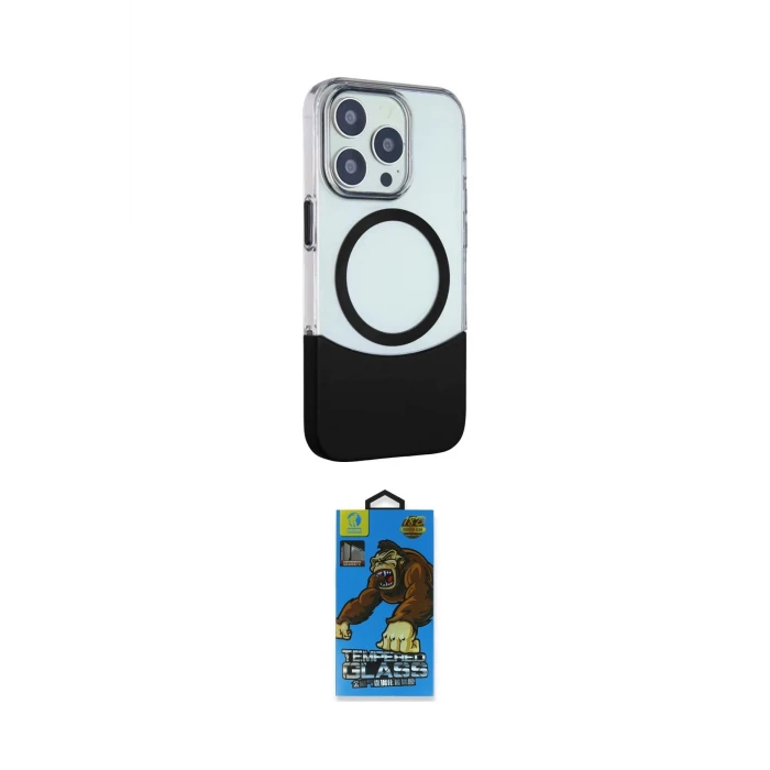 ieg™ iPhone 14 Pro Max Kılıf Çekirdek Asil Özel Seri - Siyah 18D Cam Ekran Koruyucu