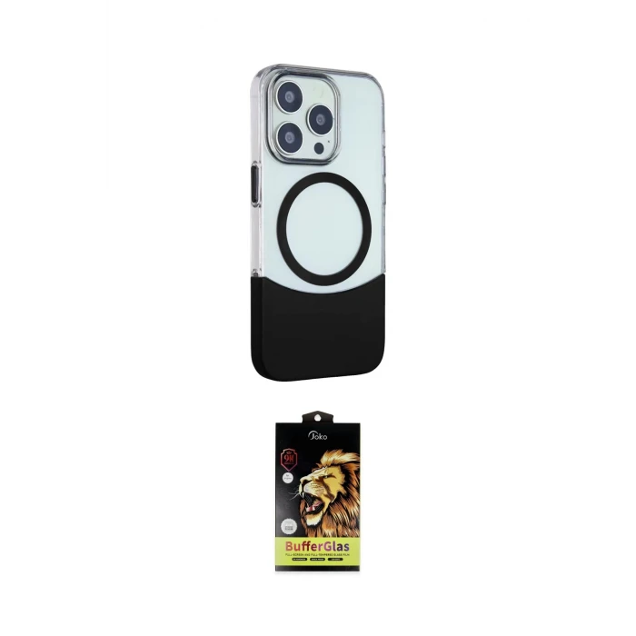 ieg™ iPhone 14 Pro Max Kılıf Çekirdek Asil Özel Seri - Siyah Buffer Cam Ekran Koruyucu