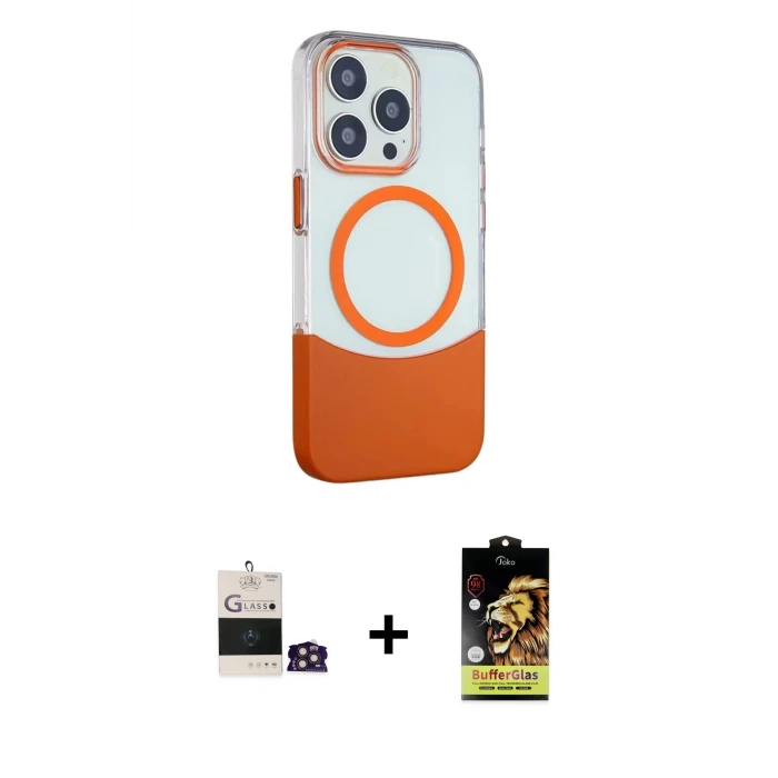 ieg™ iPhone 14 Pro Max Kılıf Çekirdek Asil Özel Seri - Siyah Buffer Cam Ekran Koruyucu + Bilvis Titan Kamera Lens - GD