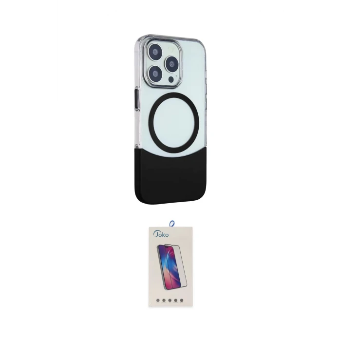 ieg™ iPhone 14 Pro Max Kılıf Çekirdek Asil Özel Seri - Siyah Joko 5D Cam