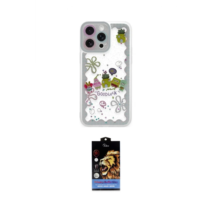 ieg™ iPhone 14 Pro Max Kılıf Çekirdek Asil - Siyah Buffer Hayalet Cam Ekran Koruyucu