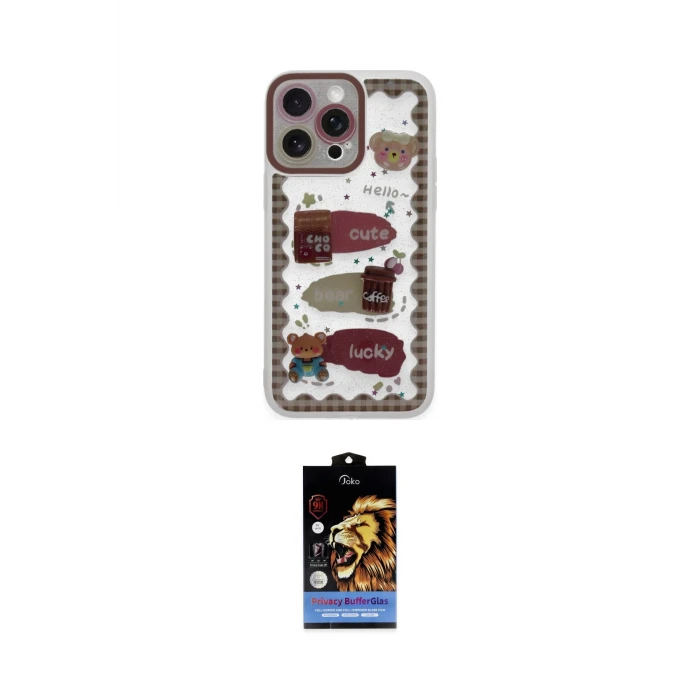 ieg™ iPhone 14 Pro Max Kılıf Çekirdek Asil - Siyah Buffer Hayalet Cam Ekran Koruyucu