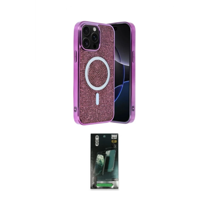 ieg™ iPhone 14 Pro Max Kılıf Eksen Çizgi - Şeffaf 360 Full Body Arka Koruyucu