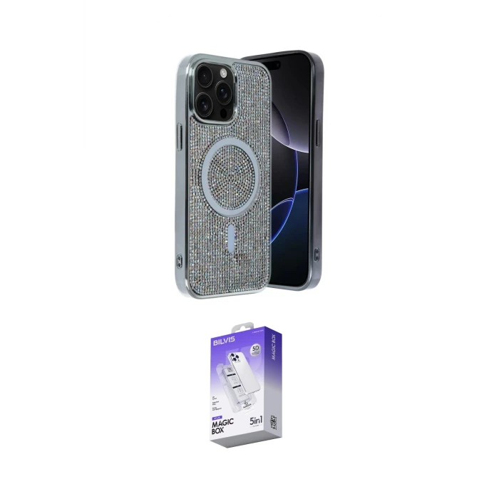 ieg™ iPhone 14 Pro Max Kılıf Eksen Çizgi - Siyah Bilvis 5in1 3D Magic Cam Ekran Koruyucu