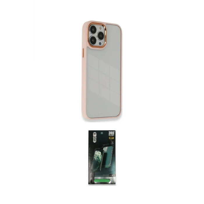 ieg™ iPhone 14 Pro Max Kılıf Eksen Doku Prime - Şeffaf 360 Full Body Arka Koruyucu