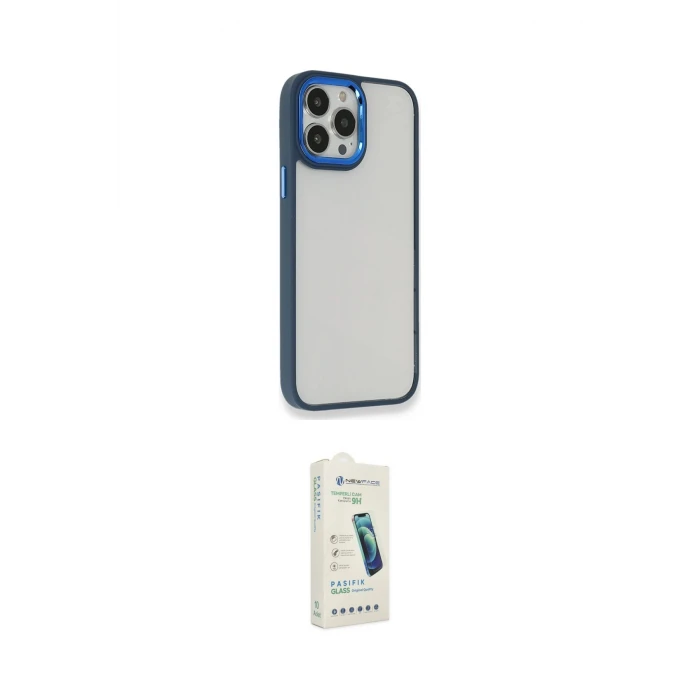 ieg™ iPhone 14 Pro Max Kılıf Eksen Doku Prime - Şeffaf Pasifik Cam Ekran Koruyucu