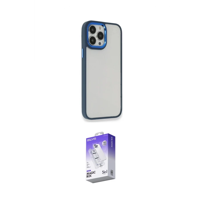 ieg™ iPhone 14 Pro Max Kılıf Eksen Doku Prime - Siyah Bilvis 5in1 3D Magic Cam Ekran Koruyucu