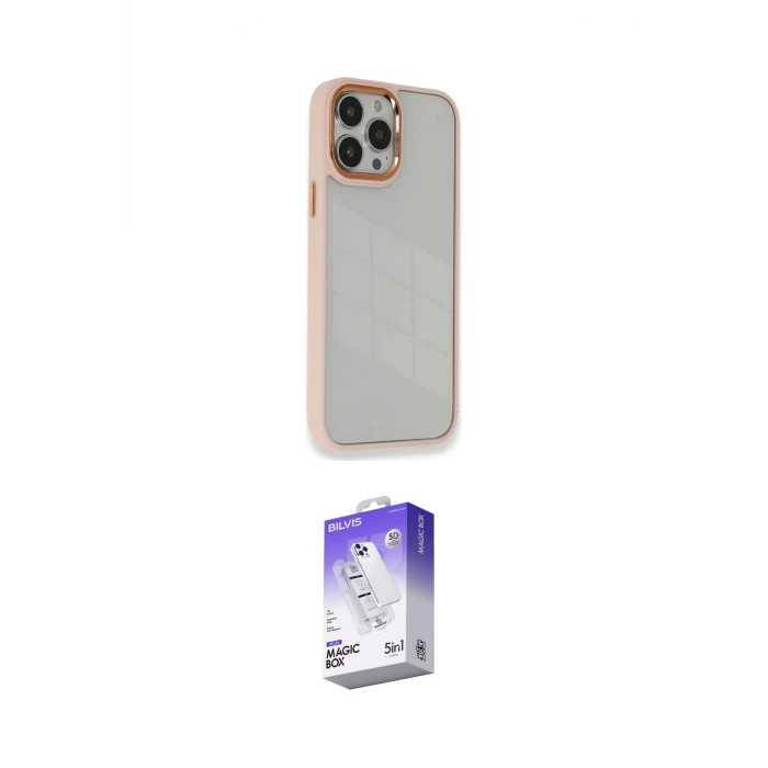 ieg™ iPhone 14 Pro Max Kılıf Eksen Doku Prime - Siyah Bilvis 5in1 3D Magic Cam Ekran Koruyucu