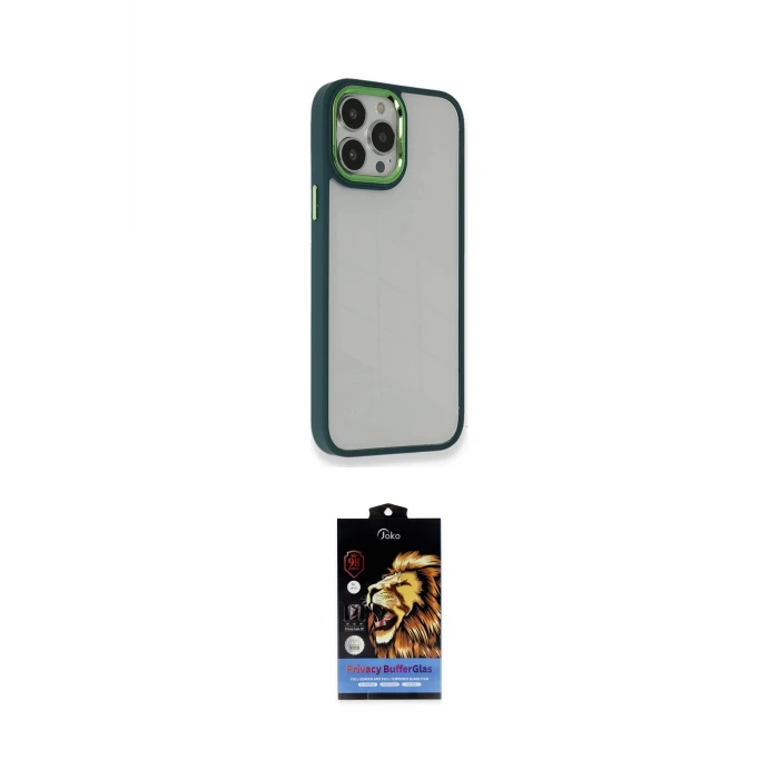ieg™ iPhone 14 Pro Max Kılıf Eksen Doku Prime - Siyah Buffer Hayalet Cam Ekran Koruyucu
