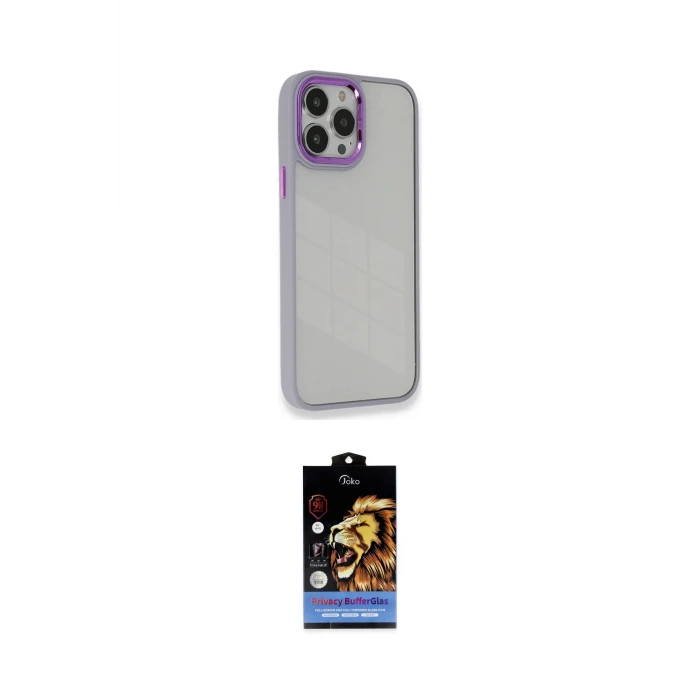 ieg™ iPhone 14 Pro Max Kılıf Eksen Doku Prime - Siyah Buffer Hayalet Cam Ekran Koruyucu