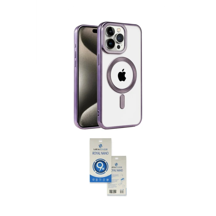 ieg™ iPhone 14 Pro Max Kılıf Eksen Form Koleksiyonu - Şeffaf Royal Nano Ekran Koruyucu