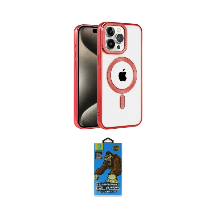 ieg™ iPhone 14 Pro Max Kılıf Eksen Form Koleksiyonu - Siyah 18D Cam Ekran Koruyucu