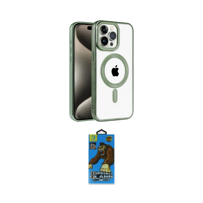 ieg™ iPhone 14 Pro Max Kılıf Eksen Form Koleksiyonu - Siyah 18D Cam Ekran Koruyucu