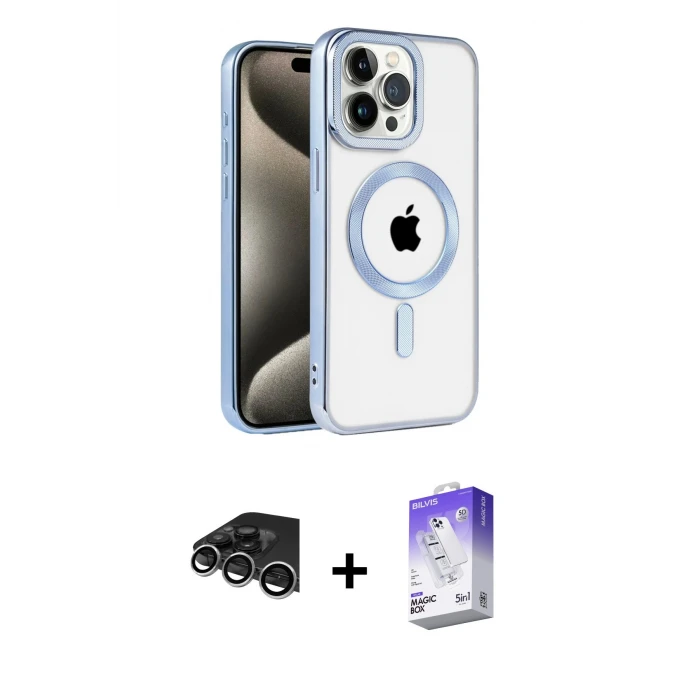 ieg™ iPhone 14 Pro Max Kılıf Eksen Form Koleksiyonu - Siyah Bilvis 5in1 3D Magic Cam Ekran Koruyucu + Raze Metal Kamera Lens - GS