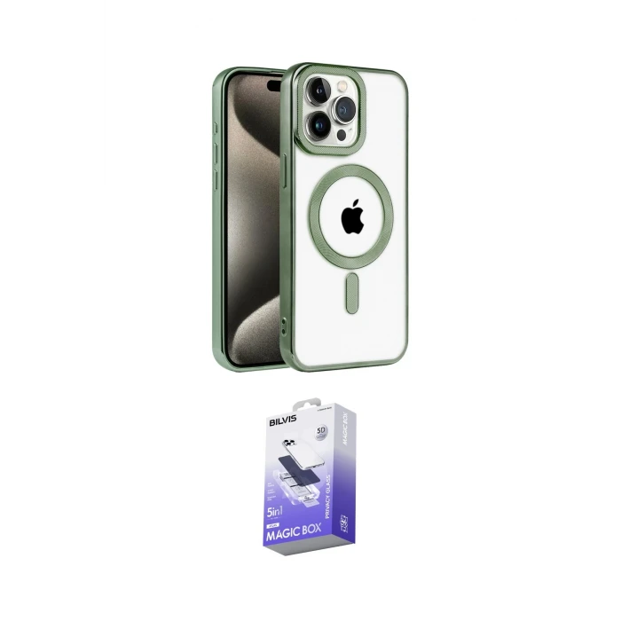ieg™ iPhone 14 Pro Max Kılıf Eksen Form Koleksiyonu - Siyah Bilvis 5in1 5D Magic Hayalet Cam Ekran Koruyucu