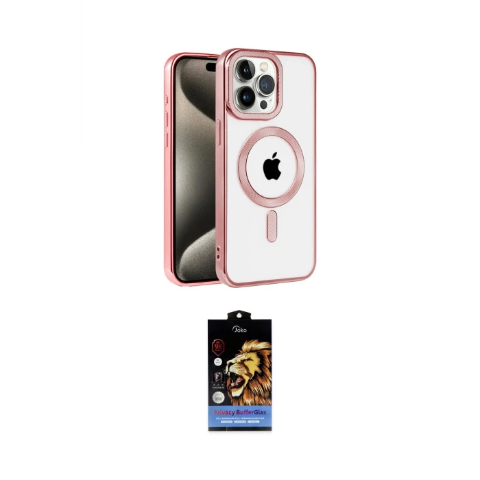 ieg™ iPhone 14 Pro Max Kılıf Eksen Form Koleksiyonu - Siyah Buffer Hayalet Cam Ekran Koruyucu