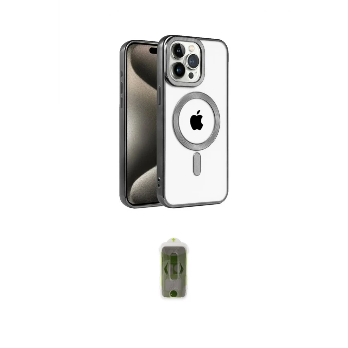 ieg™ iPhone 14 Pro Max Kılıf Eksen Form Koleksiyonu - Siyah Joko Magic 5D Hayalet Cam