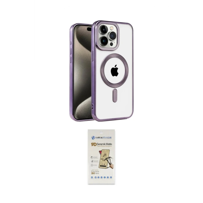 ieg™ iPhone 14 Pro Max Kılıf Eksen Form Koleksiyonu - Siyah Mat Seramik Nano Ekran Koruyucu
